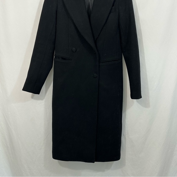 Avec Les Filles Wool Double Breasted Long Tailored Jacket in Black - Picture 5 of 11